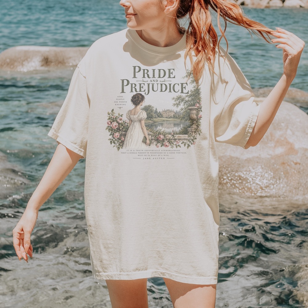 Pride and Prejudice Woman Gazing Across the Pond Tee